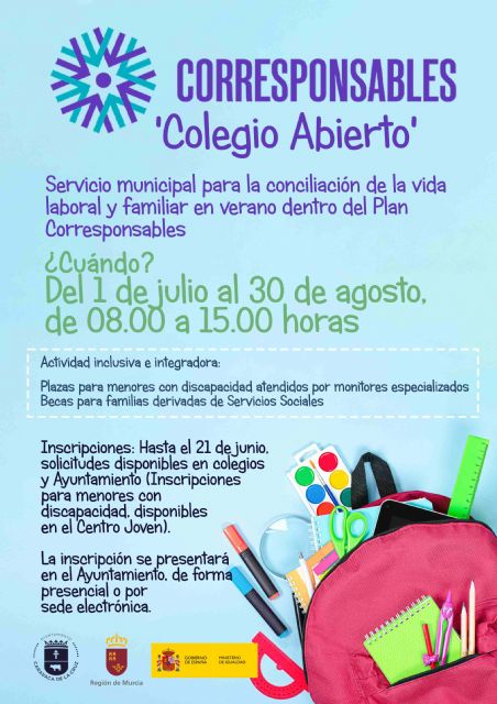 El Ayuntamiento de Caravaca oferta el servicio 'Colegio Abierto' para ayudar a la conciliación de la vida familiar y laboral en las vacaciones escolares de verano - 1, Foto 1