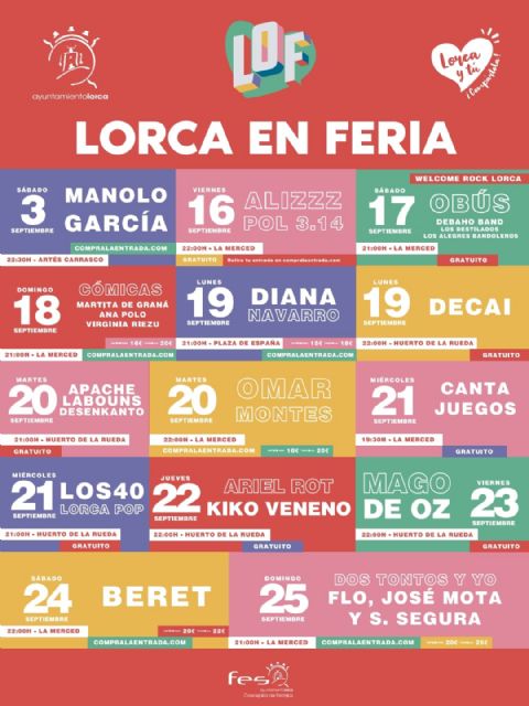 La Feria y Fiestas de Lorca 2022 incorpora la mayor oferta de conciertos y espectáculos gratuitos y recupera la Feria de Día potenciando el tardeo con música en directo en calles y plazas - 2, Foto 2