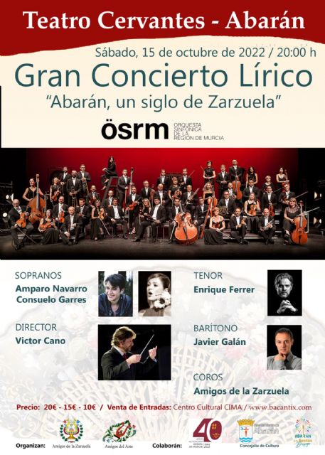 La Orquesta Sinfónica de la Región de Murcia celebra ´un siglo de zarzuela´ con un concierto en el Teatro Cervantes de Abarán - 1, Foto 1