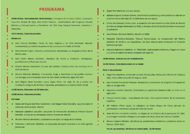 El Valle de Ricote revive su historia y patrimonio con la quinta edición del Congreso de Ojós El Valle de Ricote revive su historia y patrimonio con la quinta edición del Congreso de Ojós