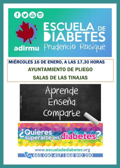 Este miércoles se realizará en Pliego una sesión de la Escuela de Diabetes Prudencio Rosique - 1, Foto 1