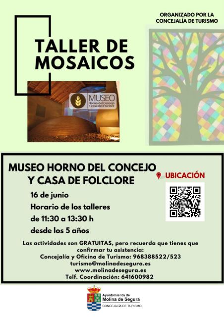 La Concejalía de Turismo organiza un taller de mosaicos el domingo 16 de junio en el Museo Horno del Concejo y Casa del Folclore de Molina de Segura - 1, Foto 1