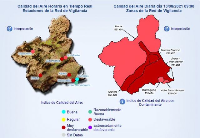 Aviso por contaminación atmosférica en Cartagena debido a la presencia de masas de aire africano - 1, Foto 1