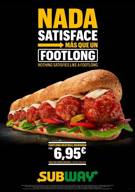 Subway busca satisfacer a sus clientes con su footlong meatball marinara - 1, Foto 1