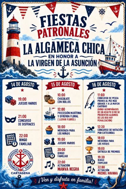 La Algameca Chica rifará comidas y cenas gratuitas este fin de semana en sus fiestas patronales La Algameca Chica rifará comidas y cenas gratuitas este fin de semana en sus fiestas patronales
