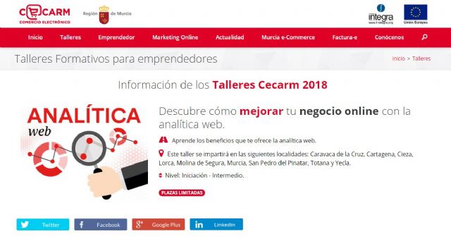 La Comunidad imparte un nuevo taller Cecarm sobre analítica web aplicada a negocios online - 1, Foto 1