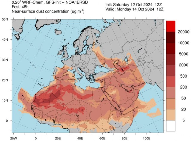 La calima enturbiará los cielos de la Región de Murcia