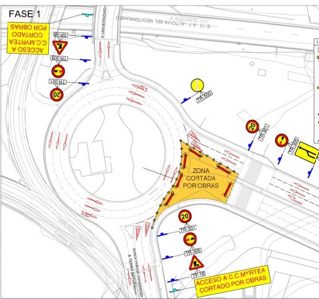 El acceso al Centro Comercial Myrtea desde la glorieta de la Costera Norte estará cortado al tráfico - 4, Foto 4