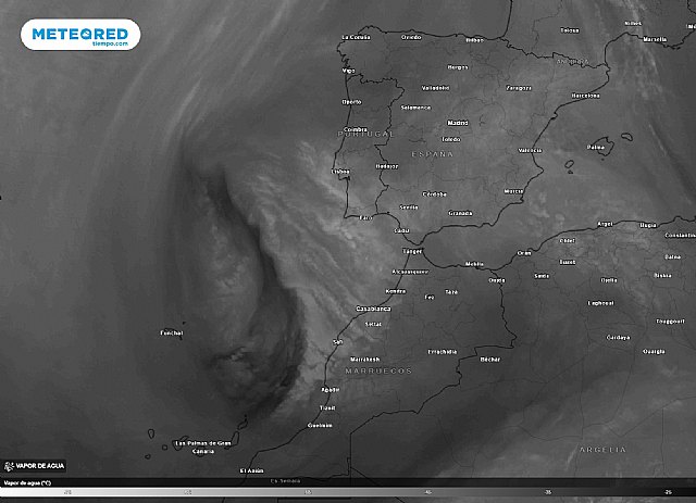 Así se apreciaba esta mañana, a través del canal de vapor de agua, la DANA que se aproxima a Canarias., Foto 1