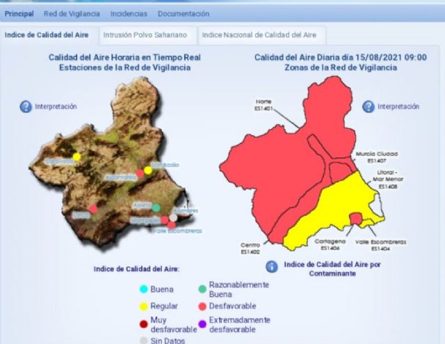 El episodio de contaminación atmosférica en Cartagena pasa a Nivel 1 en Mompeán y mantiene el nivel 2 en La Aljorra y el Valle de Escombreras - 1, Foto 1