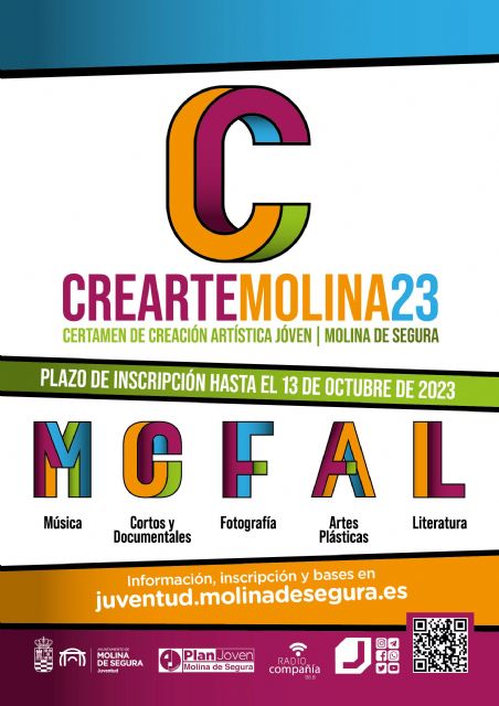 La Concejalía de Juventud de Molina de Segura convoca la séptima edición del Certamen de Creación Artística Joven CREARTE 2023 - 1, Foto 1