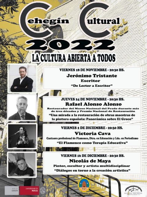 El gran escritor, Jerónimo Tristante, abre este viernes un “Cehegín Cultural” de lujo - 1, Foto 1