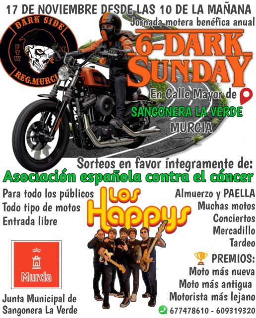 Sangonera La Verde acoge el domingo un encuentro motero solidario con el 6-Dark Sunday - 1, Foto 1