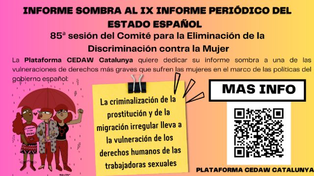 La Plataforma CEDAW Catalunya, a través del Informe Sombra, denuncia la grave vulneración de los derechos humanos de las trabajadoras sexuales por parte del Estado español - 1, Foto 1