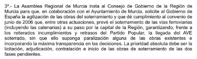 Joaquín López: La Asamblea Regional, en la que se deposita la voluntad de la ciudadanía, ha expresado su clara voluntad de que el AVE llegue soterrado - 3, Foto 3