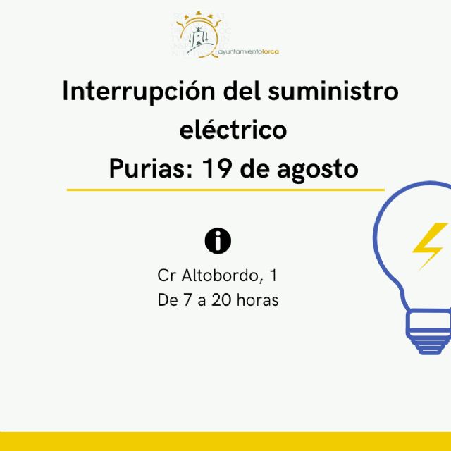 Corte del suministro eléctrico en Purias el próximo lunes, 19 de agosto - 1, Foto 1