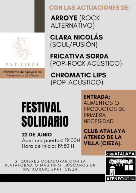 La plataforma vecinal de apoyo a los temporeros organiza un festival solidario de música - 1, Foto 1