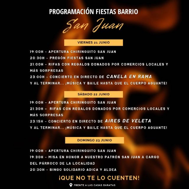 Puerto Lumbreras celebrará San Juan con una amplia programación de actividades organizada por los vecinos del barrio - 1, Foto 1
