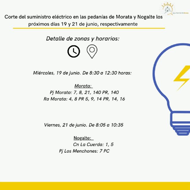 Corte del suministro eléctrico en las pedanías de Morata y Nogalte los próximos días 19 y 21 de junio, respectivamente - 1, Foto 1