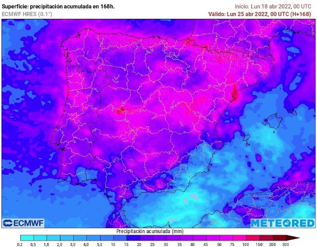 Acumulados de precipitación previstos a lo largo de la semana según el modelo de Meteored., Foto 1