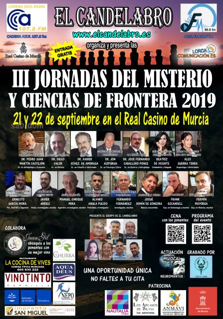 Sábado 21 de septiembre arrancan las III Jornadas del Misterio y Ciencias de Frontera como colofón a la Feria en el Real Casino de Murcia - 1, Foto 1