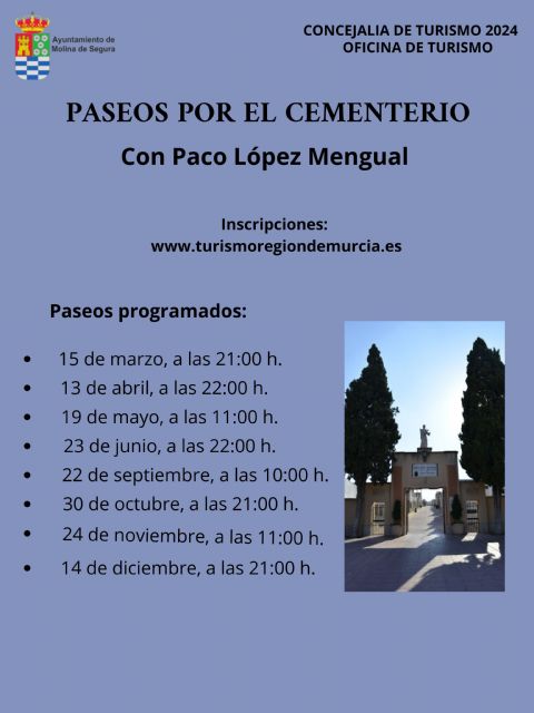 La Concejalía de Turismo organiza el próximo Paseo por el Cementerio de Molina de Segura el domingo 22 de septiembre - 1, Foto 1