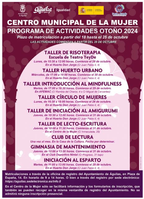 Ya está abierto el plazo de inscripción en los talleres programados por el Centro Municipal de la Mujer - 1, Foto 1