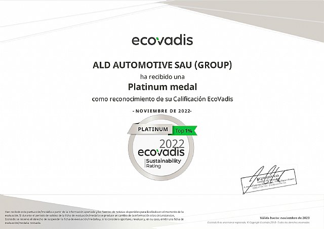 ALD Automotive recibe la certificación ECOVADIS PLATINUM por tercer año consecutivo - 1, Foto 1