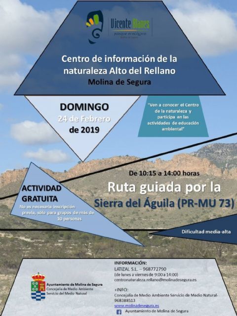 El Centro de Información de la Naturaleza Alto del Rellano de Molina de Segura organiza una ruta guiada por el sendero de la Sierra del Águila el domingo 24 de febrero - 1, Foto 1