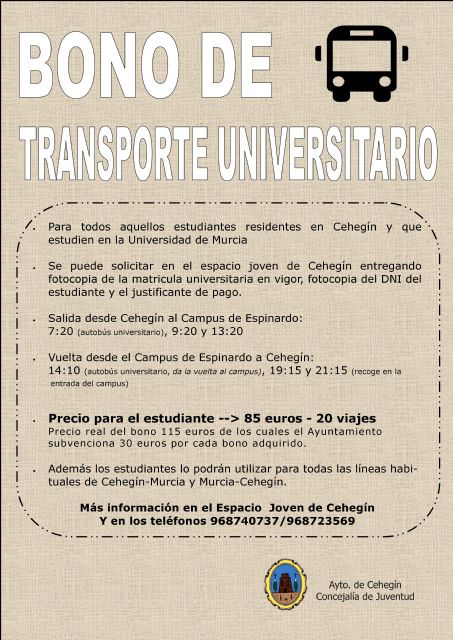 Los estudiantes ya pueden solicitar los bonos de transporte universitario - 1, Foto 1