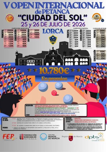 La quinta edición del Open Internacional 'Ciudad del Sol' reúne este fin de semana en Lorca a cerca de 280 equipos de petanca La quinta edición del Open Internacional 'Ciudad del Sol' reúne este fin de semana en Lorca a cerca de 280 equipos de petanca