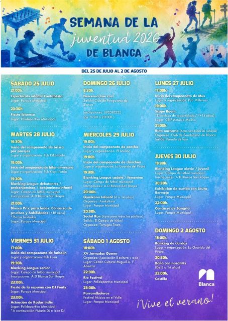 Las actuaciones musicales, los concursos para jóvenes y los campeonatos protagonizan las fiestas de la Semana de la Juventud 2026 Las actuaciones musicales, los concursos para jóvenes y los campeonatos protagonizan las fiestas de la Semana de la Juventud 2026