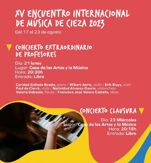 El XV Encuentro Internacional de Música de Cieza propone este lunes un concierto extraordinario de profesores - 1, Foto 1