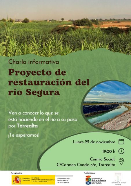 La Concejalía de Medio Ambiente continúa su colaboración con la Confederación Hidrográfica del Segura en una nueva charla informativa sobre el Proyecto de Recuperación del bosque de ribera en el río Segura - 1, Foto 1