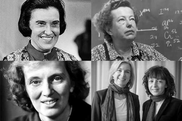 Rosalyn Yalow, María Goeppert-Mayer, Dorothy Mary Crowfoot Hodgkin, y las científicas Emmanuelle Charpentier y Jennifer A. Doudna., Foto 1