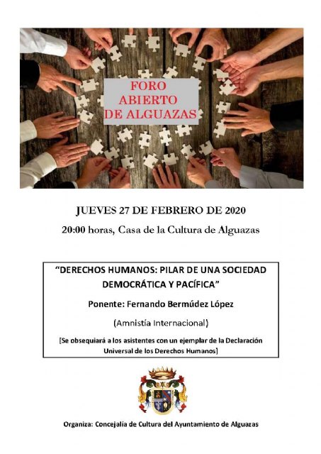 El próximo Foro Abierto de Alguazas tratará el tema de los derechos humanos - 1, Foto 1