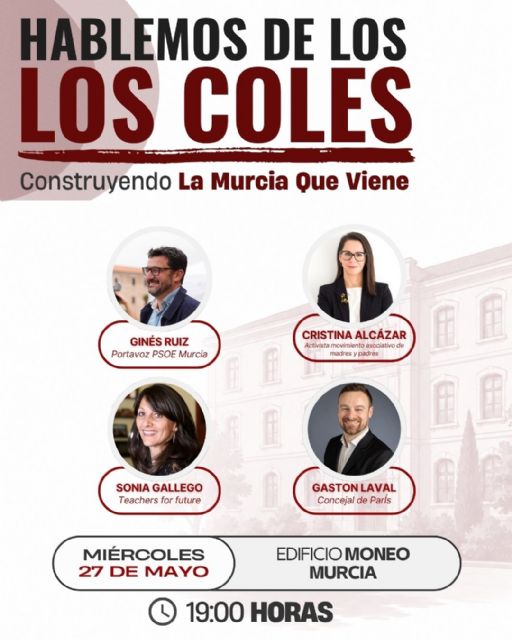 El PSOE reúne a familias y expertos para hablar del presente y el futuro de los colegios públicos de Murcia El PSOE reúne a familias y expertos para hablar del presente y el futuro de los colegios públicos de Murcia