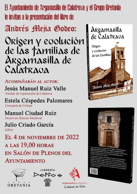 A debate público el libro Origen y evolución de las familias de Argamasilla de Calatrava de Andrés Mejia Godeo, el próximo 4 de noviembre, en el Consistorio rabanero - 2, Foto 2