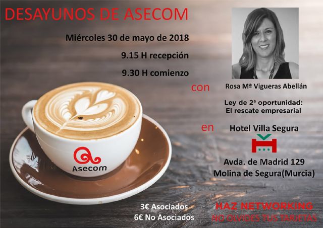 Los Desayunos de ASECOM de mayo girarán en torno al rescate empresarial - 1, Foto 1