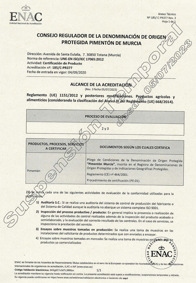 ENAC suspende la acreditación o autorización para certificar a la DOP Pimentón de Murcia - 2, Foto 2