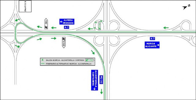 Afectaciones al tráfico en la autovía A-7 por las obras de construcción del Arco Noroeste de Murcia - 1, Foto 1