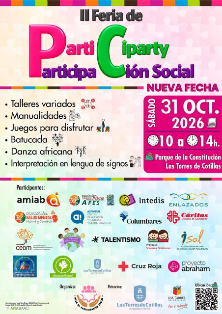 La 'II Participarty', la gran fiesta de la participación social, se celebrará el 31 de octubre tras ser pospuesta por la lluvia La 'II Participarty', la gran fiesta de la participación social, se celebrará el 31 de octubre tras ser pospuesta por la lluvia