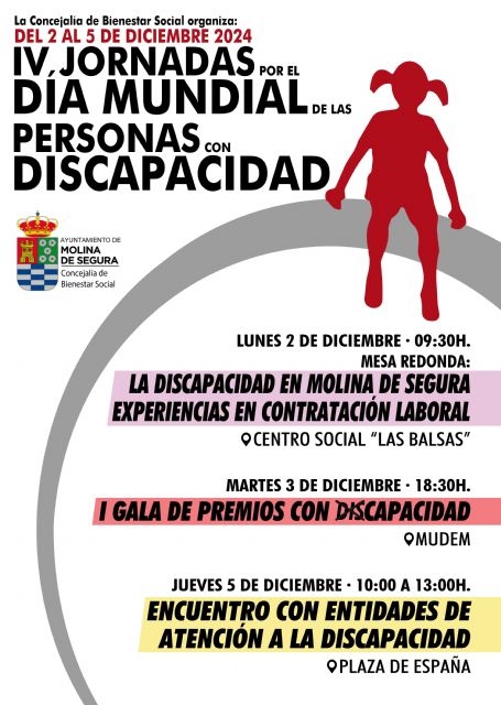 Las IV Jornadas por el Día Mundial de las Personas con Discapacidad 2024 se celebran en Molina de Segura del 2 al 5 de diciembre - 1, Foto 1