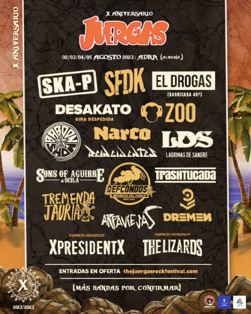 The Juergas Rock Festival presenta su segundo avance del cartel para su X aniversario - 1, Foto 1