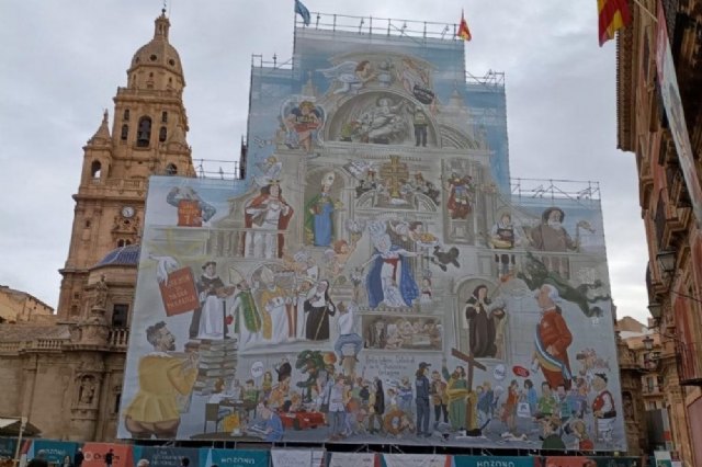 Una decena de colectivos solicitan la retirada de la lona de la Catedral de Murcia por llevar publicidad - 1, Foto 1