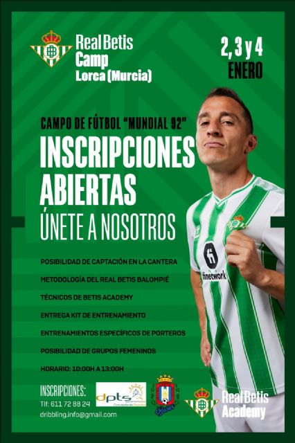 El 'Real Betis Camp Lorca' llega a Lorca esta Navidad para potenciar el fútbol base en la ciudad - 1, Foto 1