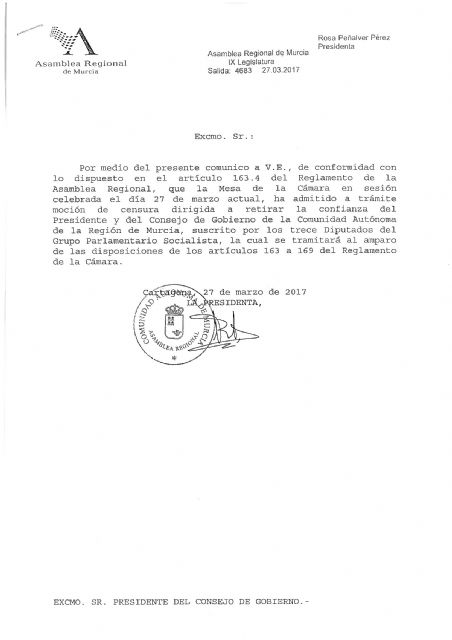 Admitida a trámite la moción de censura del Grupo Socialista contra el Presidente del Consejo de Gobierno, Pedro Antonio Sánchez - 2, Foto 2