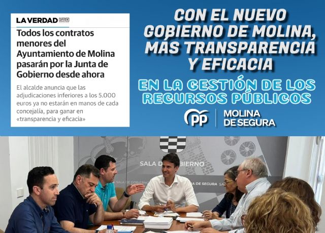 El PP destaca que el nuevo Gobierno de Molina de Segura mejora la transparencia y eficacia en la gestión de los recursos públicos - 1, Foto 1