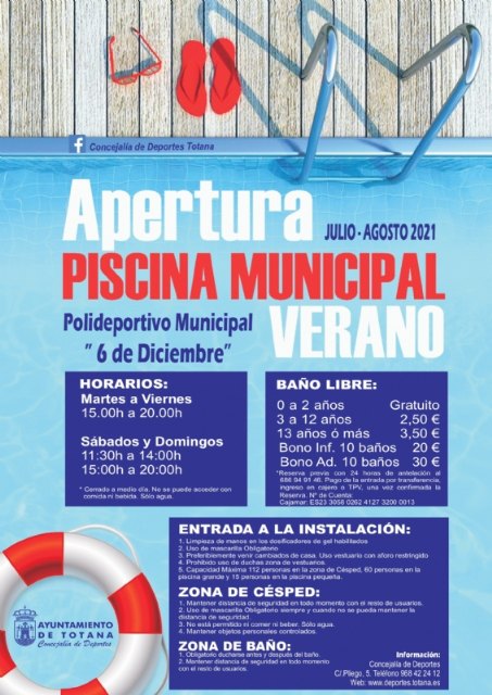[Maana 28 de julio se abren al pblico las piscinas del Polideportivo Municipal 6 de Diciembre tras las obras acometidas en los ltimos meses