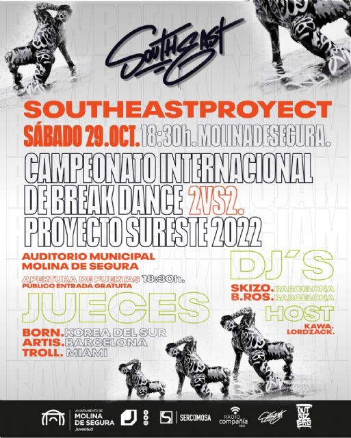 El Campeonato Internacional de Break Dance 2VS2, Proyecto Sureste 2022 se celebra en Molina de Segura el sábado 29 de octubre - 1, Foto 1